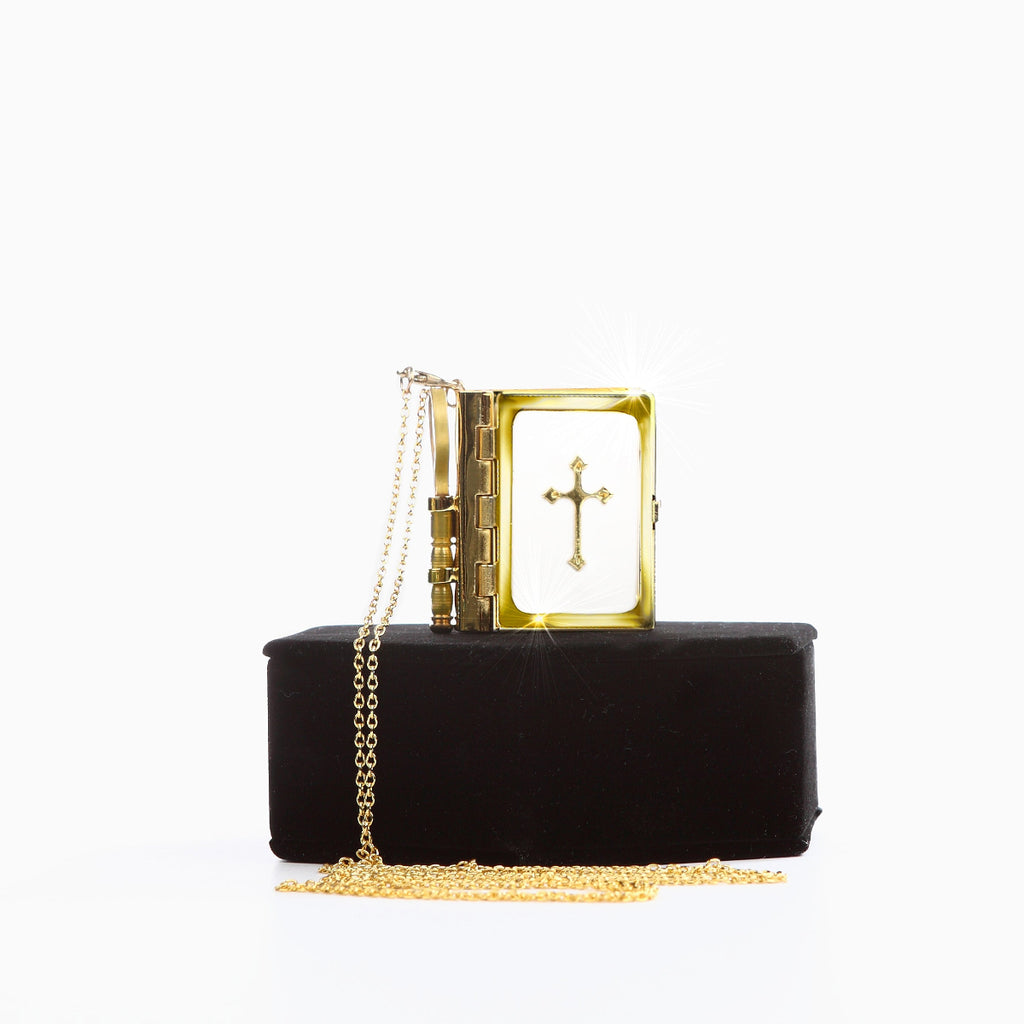 Christian Miniature Readable Bible Necklace With Detachable Magnifying Glass On Stand