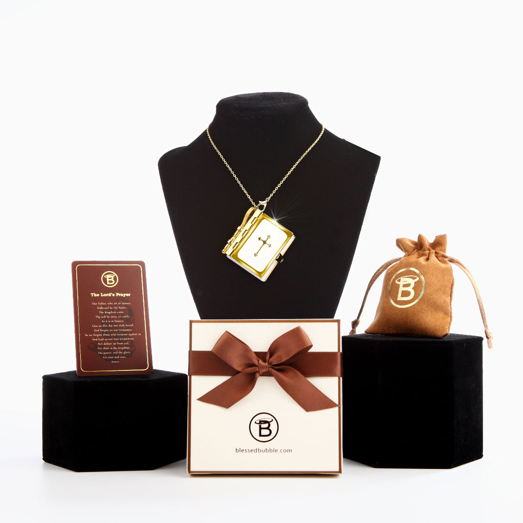 12 Gold Mini Bible Key Chains With Readable Pages & Magnifying Glass